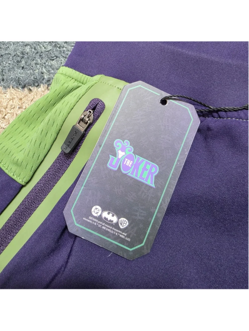 DC Comics Joker SuperX Performance Shorts Lined Purple Green XL NWT Gym